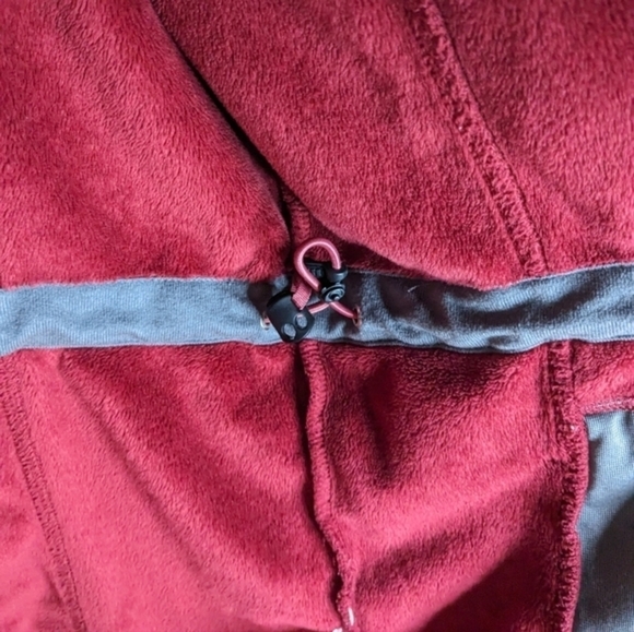 Lands' End Small Red Cozy Hooded Full Zip Sweater w/ Cinch Waist - Picture 5 of 10